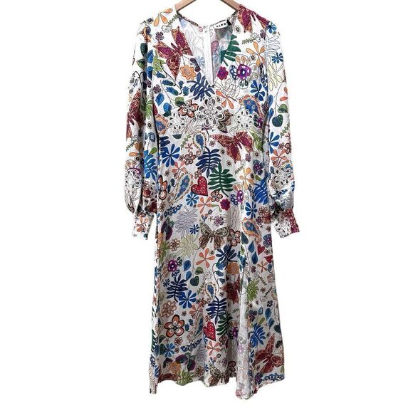 Rixo Dada Dress Woodstock Cream Multi - Picture 4 of 16